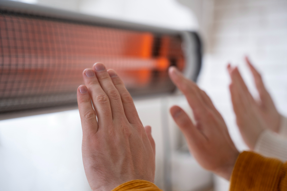 close up of people warming hands